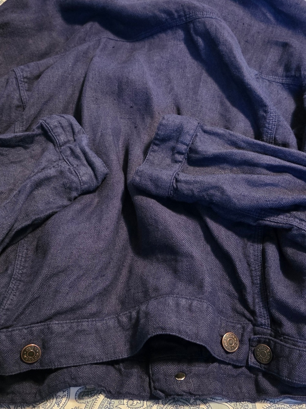 4/$67 Deal! Club Monaco Vintage Navy Blue Button-Front Bomber Jacket - Picture 12 of 12